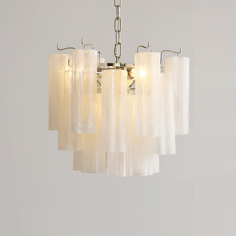 Gabriella tiered glass chandelier in red clouds color statement piece in luxury living room