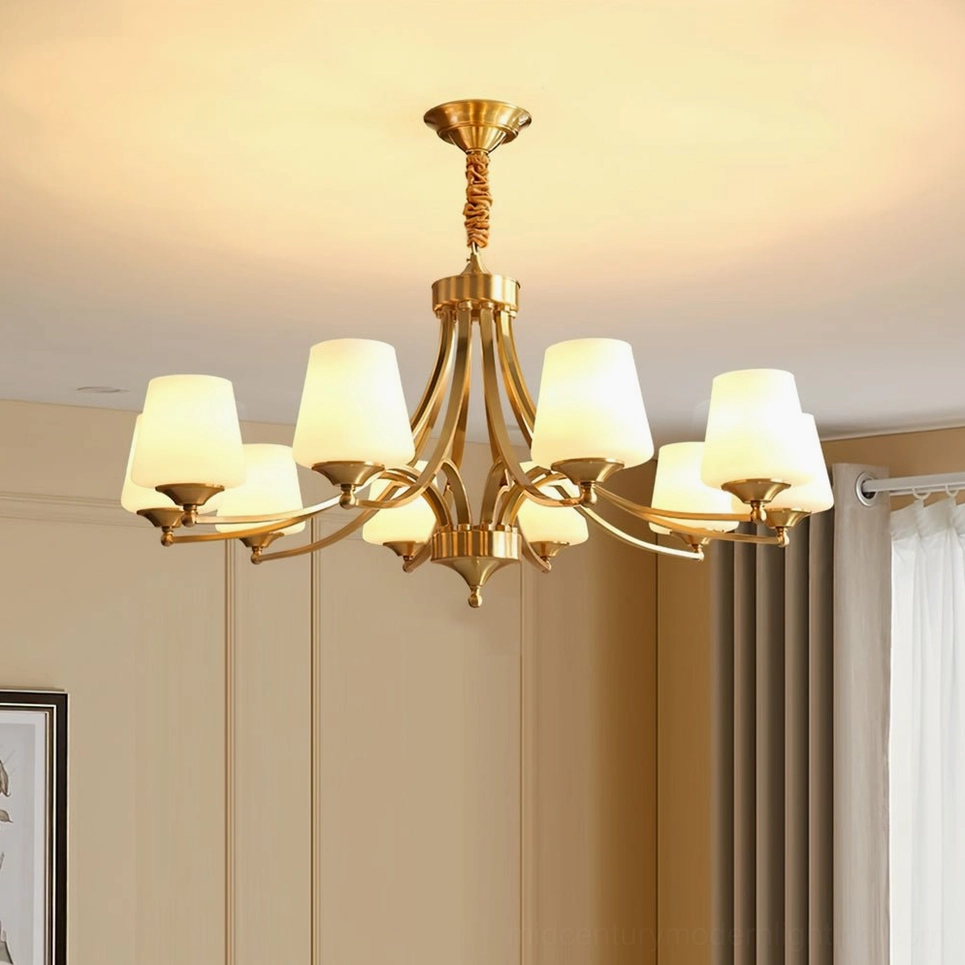 10-head Tuileries brass chandelier large pendant light fixture dramatic scale architectural showpiece