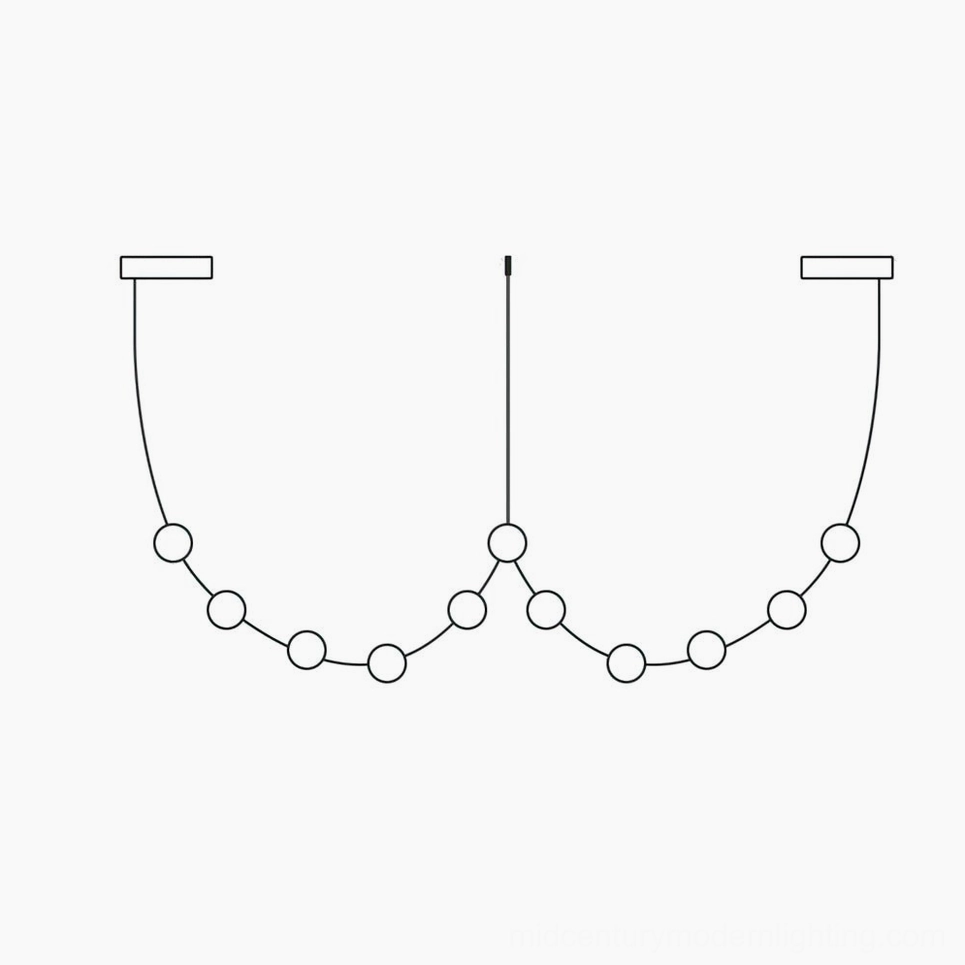 10-head curve leather chandelier, streamlined wavy pendant fixture for modern interior spaces
