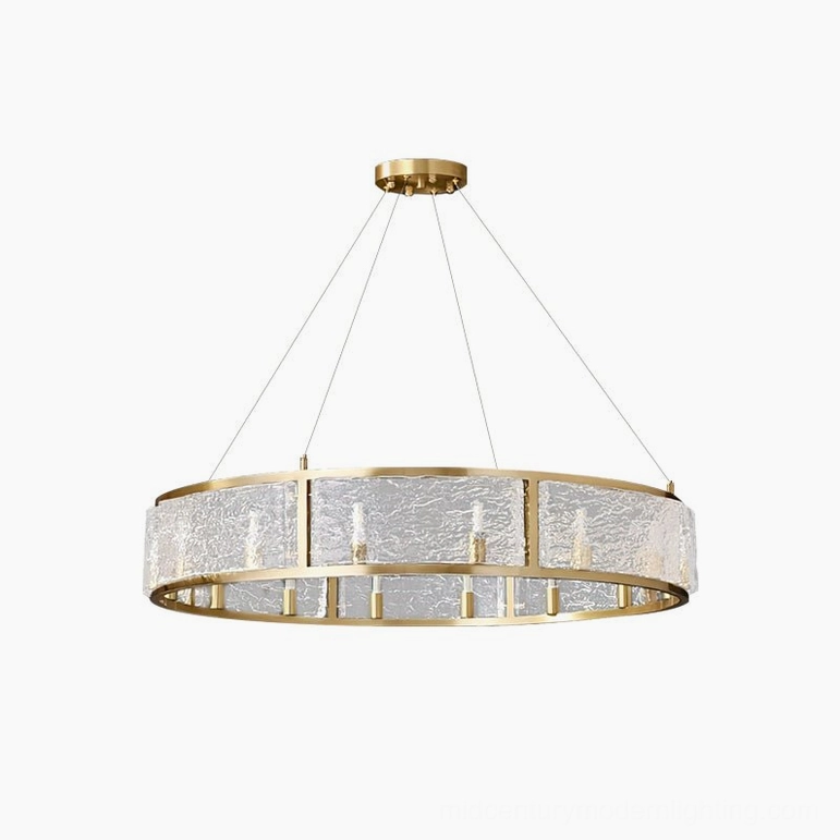 10-head drum chandelier 26.8 inches diameter compact brass ring pendant light