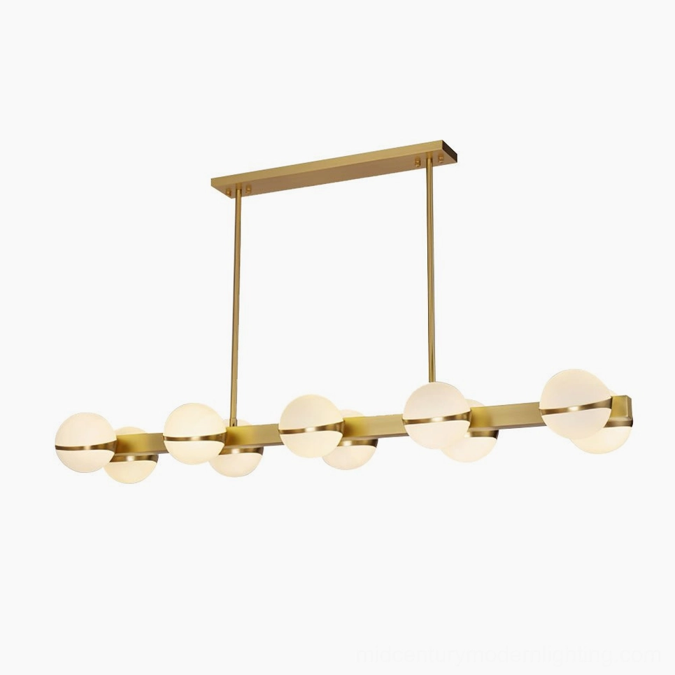 10-head statement linear brass chandelier, Grand Lustre collection ultra-long suspension modern luxury pendant