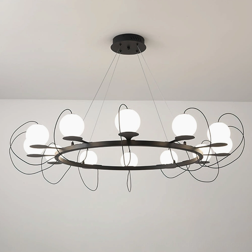 12-head large diameter magnetic bubble chandelier with premium frosted acrylic shades and metal frame