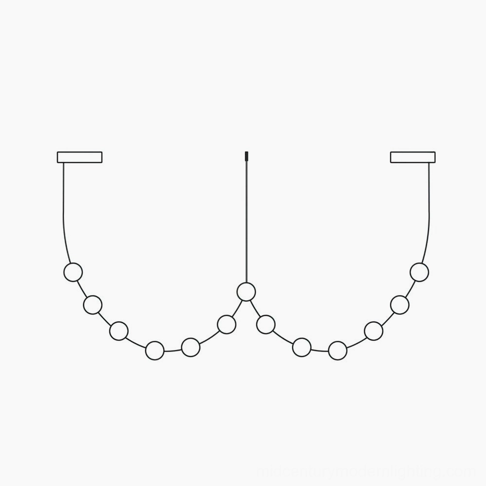 12-head curve leather chandelier suspended, sculptural modern pendant with adjustable height mounting