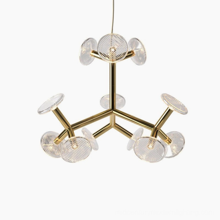 12-head gold fractal chandelier large-scale statement piece contemporary home