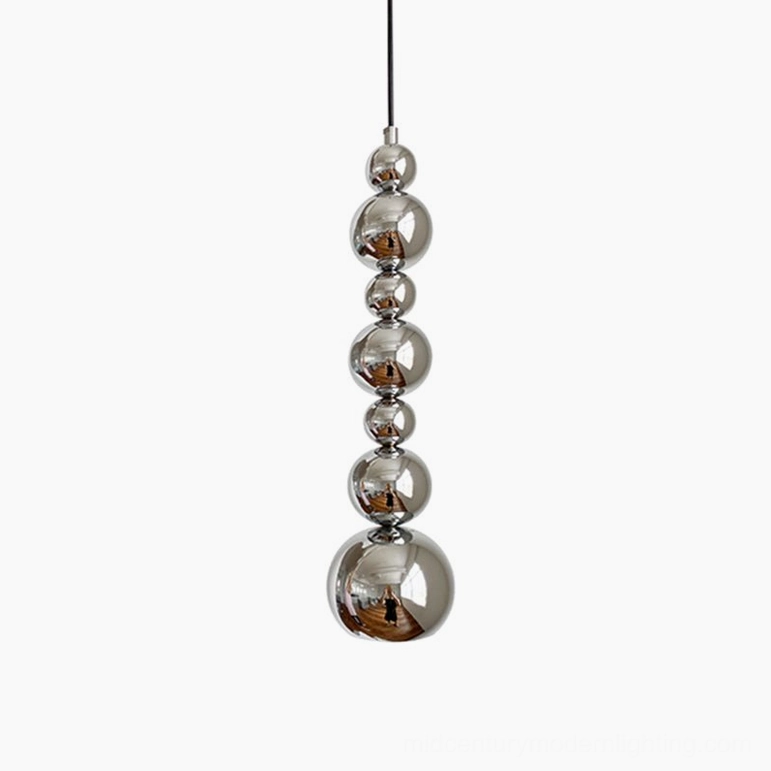 12cm diameter globe pendant light in warm light color temperature, compact chrome sphere suspension