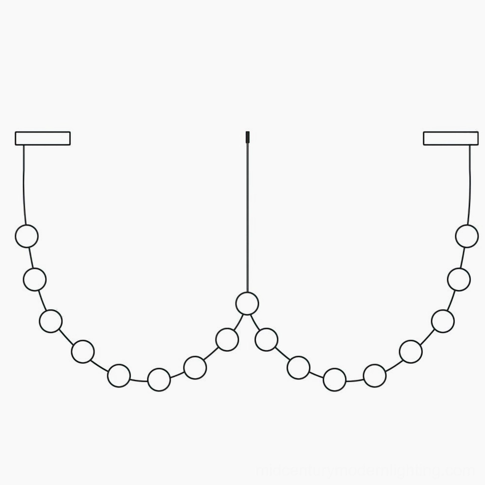 16-head curve leather chandelier extended, largest sculptural pendant configuration for luxury dining rooms