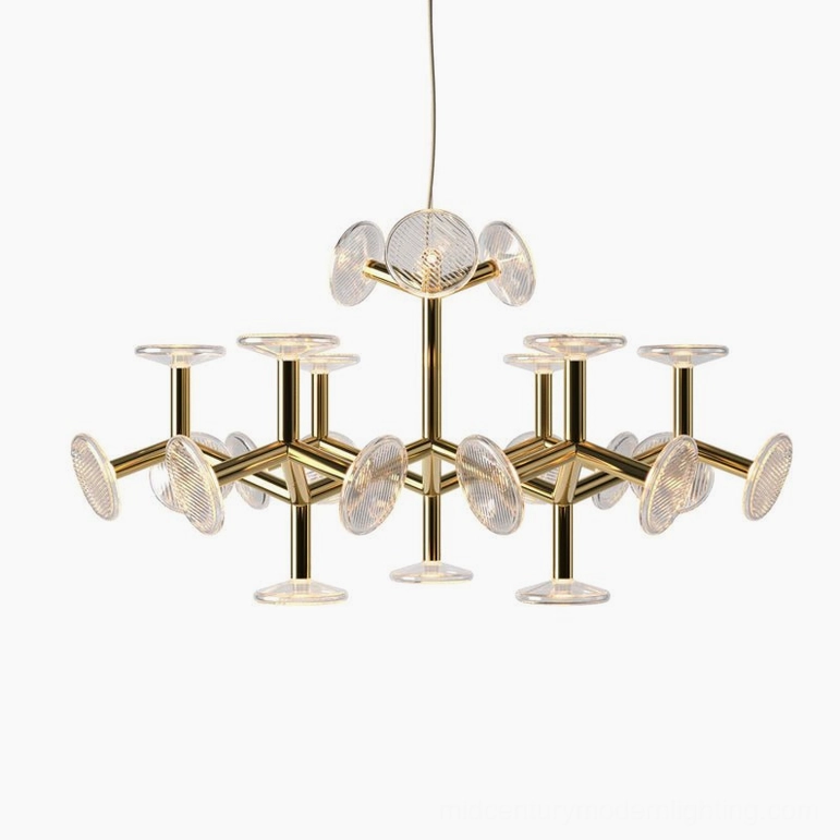 24-head gold fractal chandelier grand foyer luxury contemporary residential design