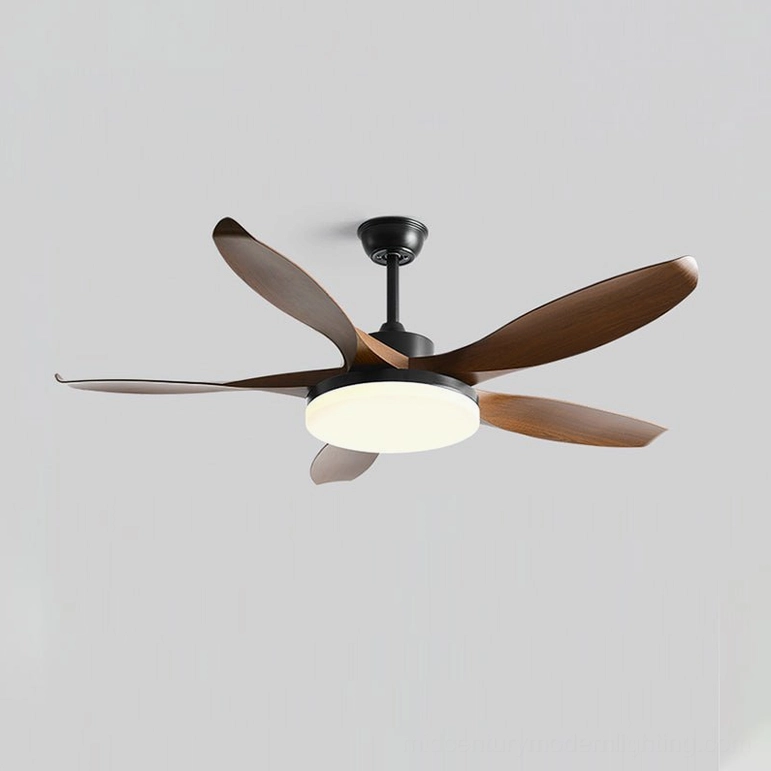 42 inch walnut and black ceiling fan light fixture featuring efficient DC motor and remote control