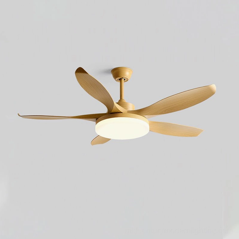 42 inch wood color ceiling fan light with three-color changing integrated LED system for bedroom or kitchen