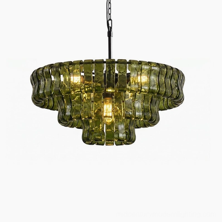 Large 47.2 diameter tiered round chandelier, clear glass with black frame, grand foyer statement lighting installation