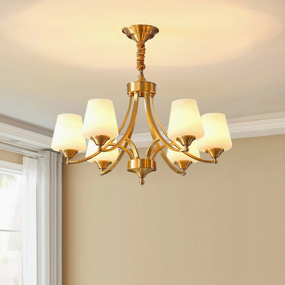 6-head brass chandelier mid-century modern pendant light fixture multiple configuration option