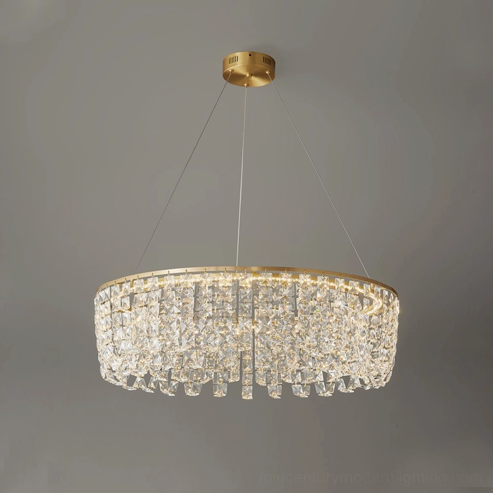 Compact 60cm single-tier brass chandelier modern minimalist geometric design