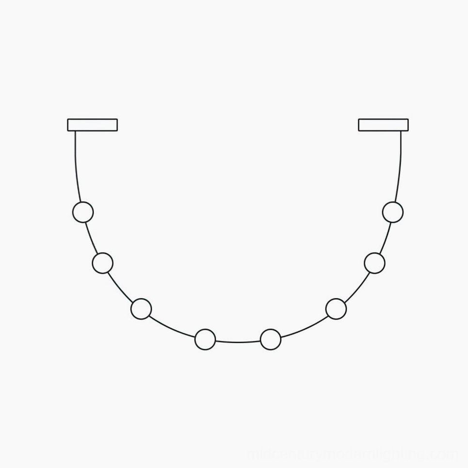 8-head curve leather chandelier configuration, mid-century modern pendant lighting for residential spaces