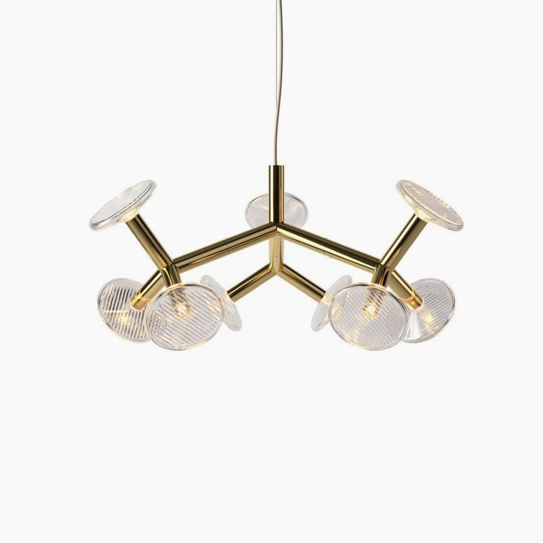 9-head gold fractal snowflake chandelier elegant contemporary interior space