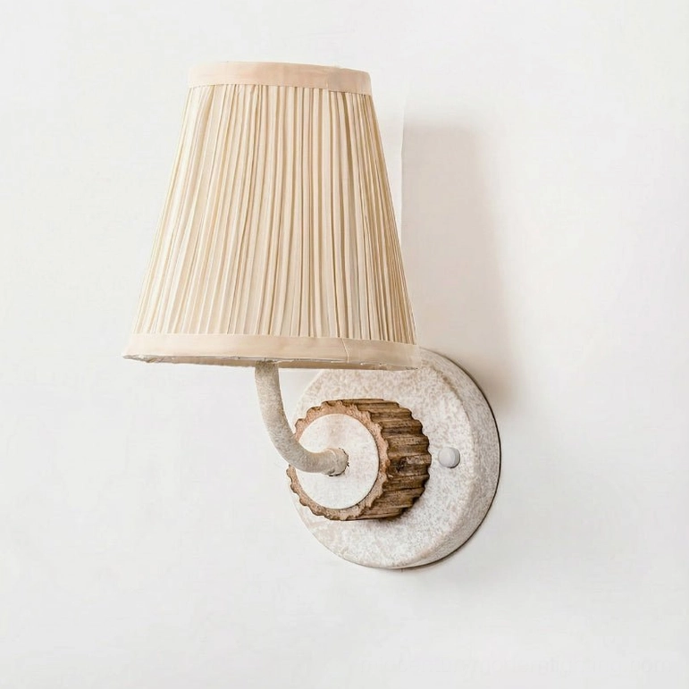 Abbey wall sconce with retro white base plate three-quarter perspective view