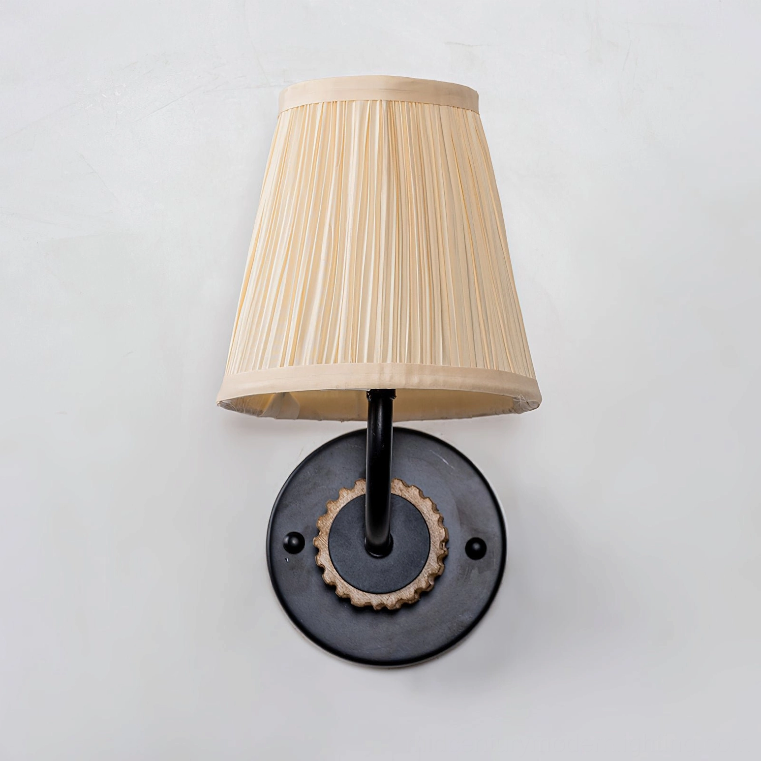 Abbey wall sconce with black finish bottom perspective showing construction details