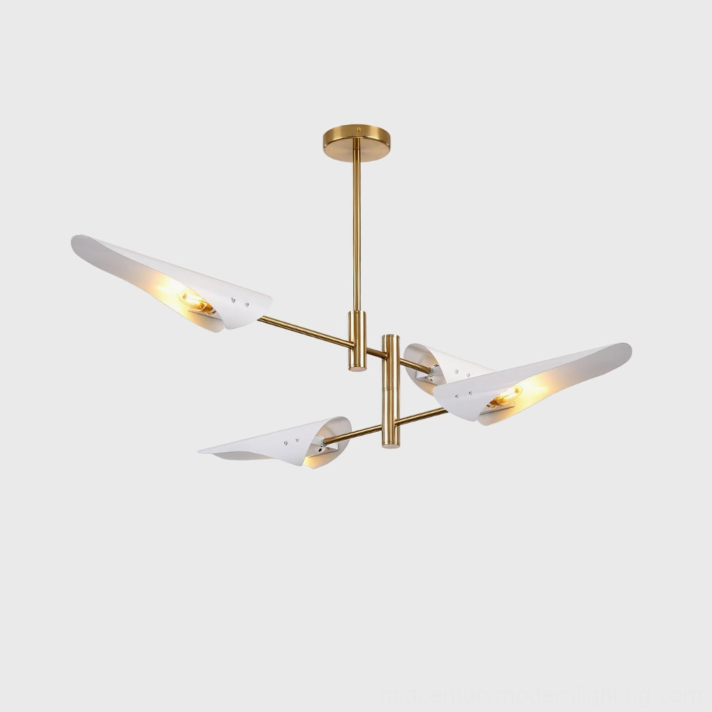 Abelon 4-head sputnik chandelier gold and white combination in contemporary interior design