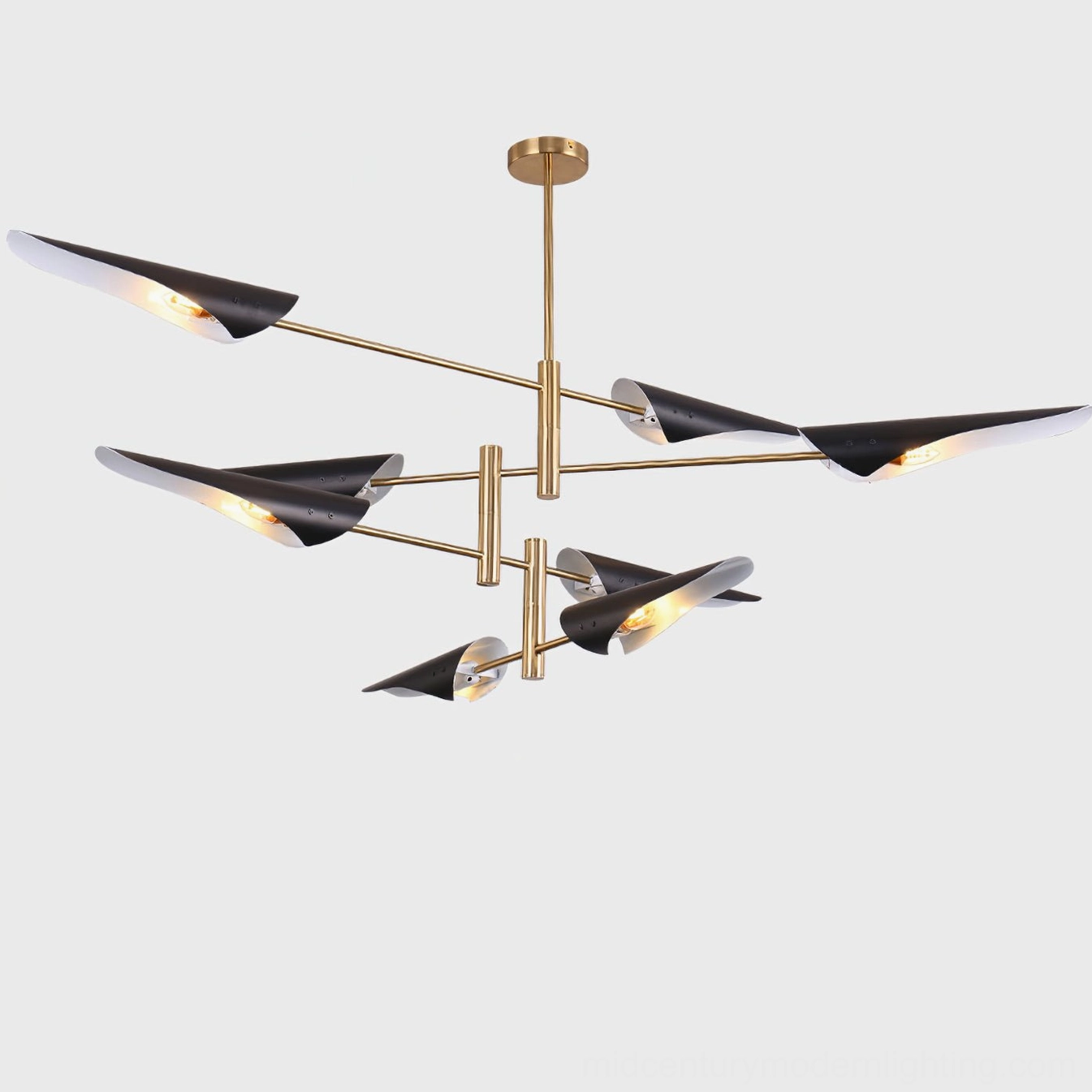 Abelon 8-head sputnik chandelier gold and black finish large statement lighting installation