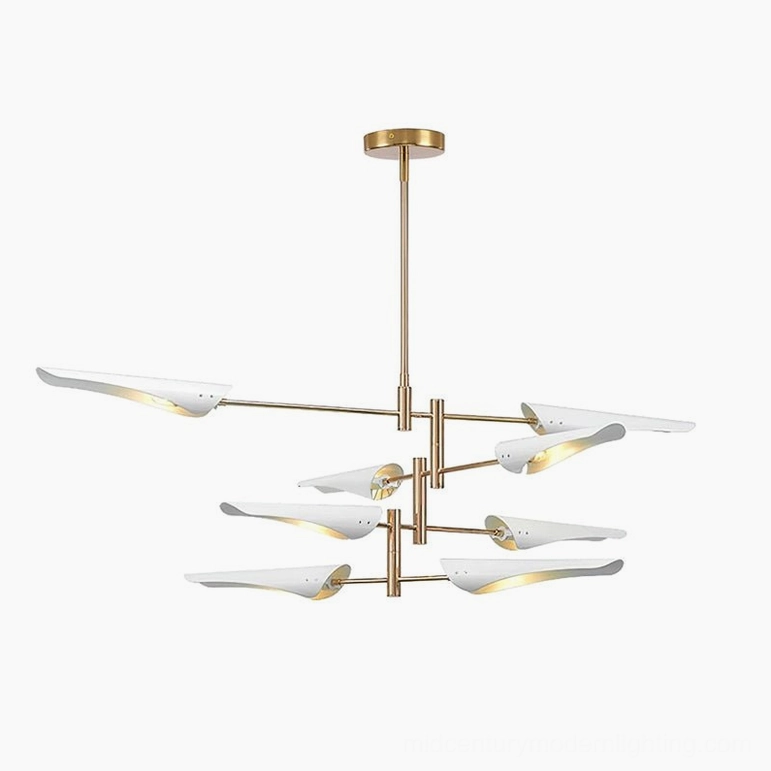 Abelon 8-head sputnik chandelier gold and white finish large scale lighting fixture