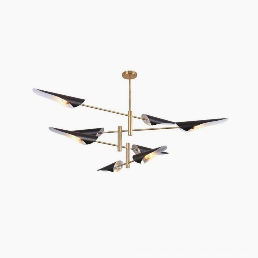 Abelon sputnik chandelier full product view with all adjustable lamp head arms extended