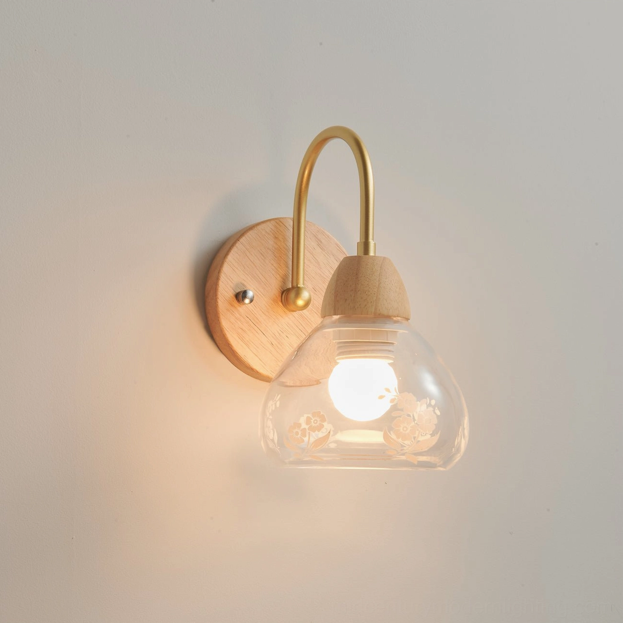Minimalist floral wall lamp mounted in hallway or accent wall setting