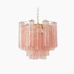 Addis pink fluted murano glass chandelier front view luxury venetian pendant lighting