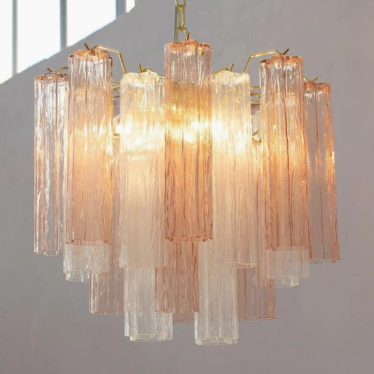 Addis pink white murano glass chandelier luxury venetian hand-blown pendant light fixture