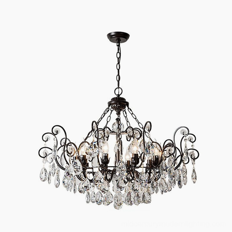 Aeliana Crystal Chandelier 10-head black finish premium option for bold contemporary and transitional home design