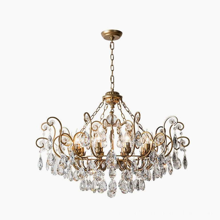 Aeliana Crystal Chandelier 10-head gold finish as statement ceiling light for grand dining rooms and formal living areas
