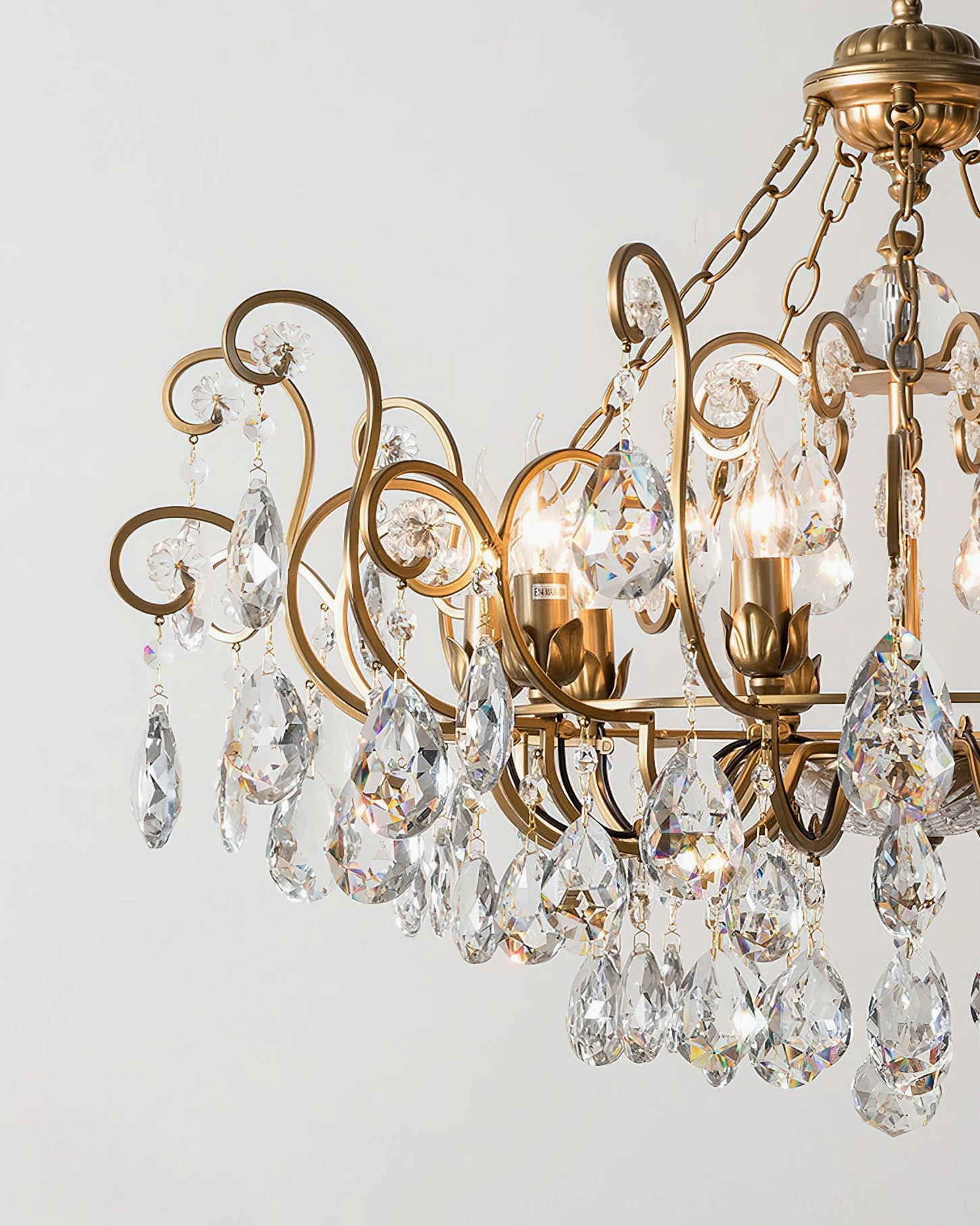 Aeliana Crystal Chandelier 8-head configuration displaying mid-century modern luxury crystal pendant light design