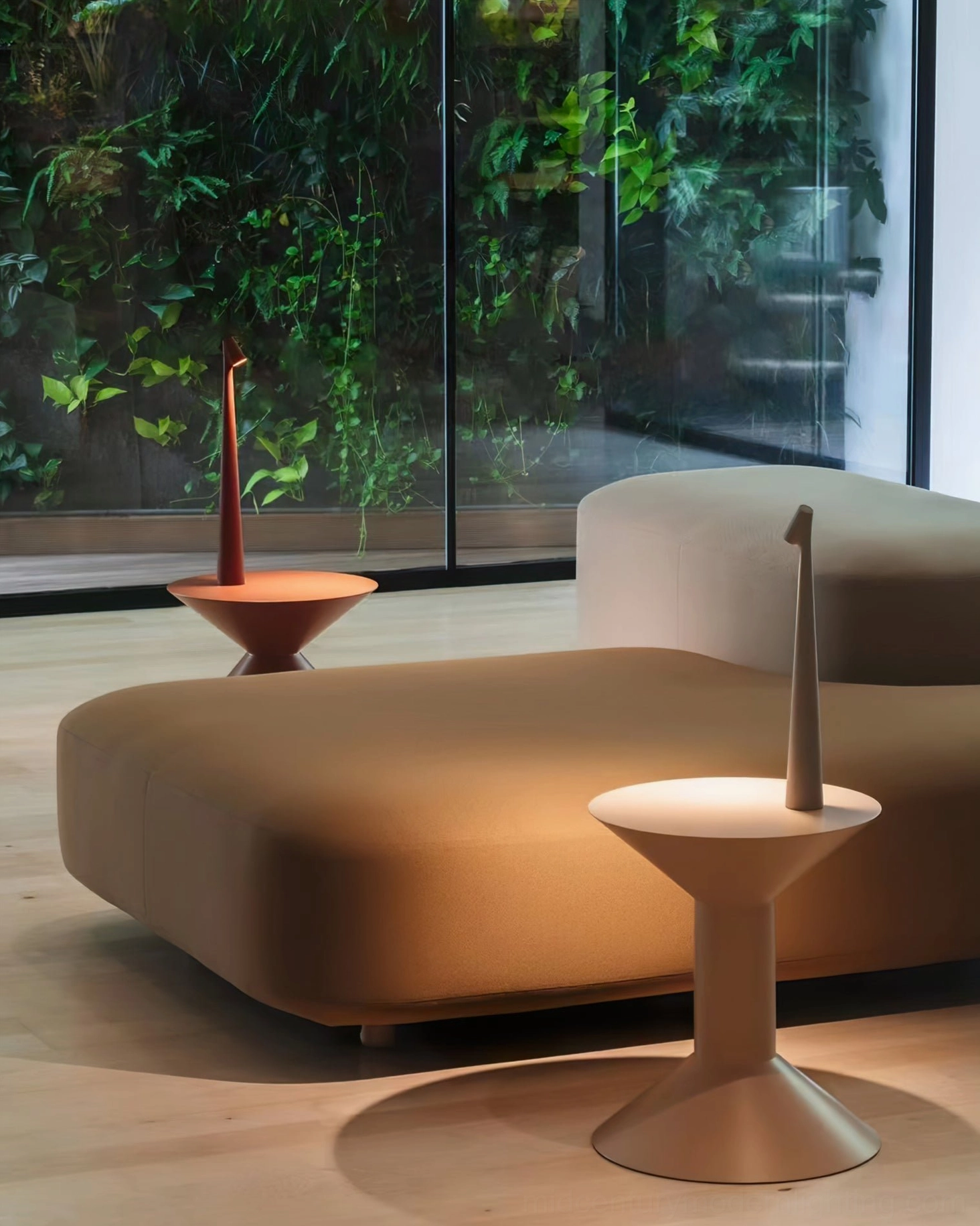 Africa minimalist table lamps with mixed matte finishes in contemporary lounge setting