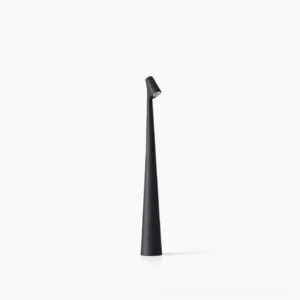 Africa cordless rechargeable table lamp, matte black finish, front view on white background