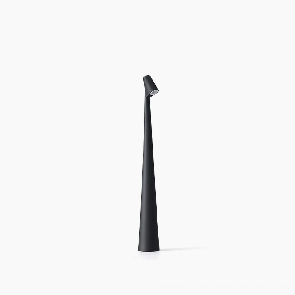 Africa cordless rechargeable table lamp, matte black finish, front view on white background