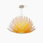 Agave Starburst Chandelier amber gradient glass petal pendant light front view studio photography