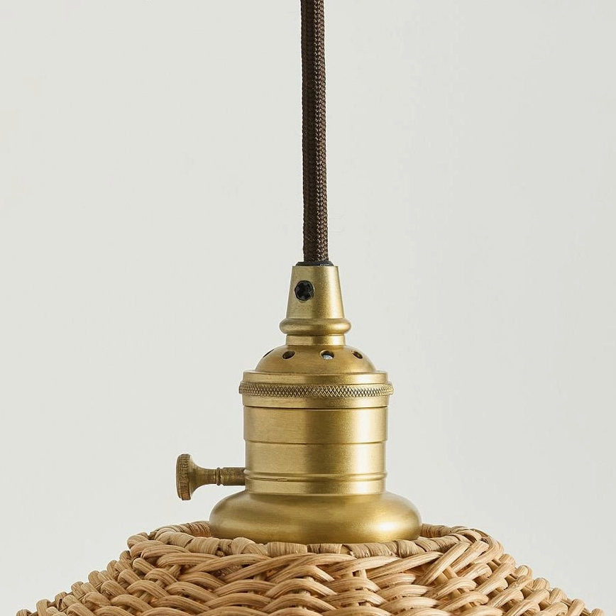 Agoura handwoven rattan pendant light multiple size comparison and design detail