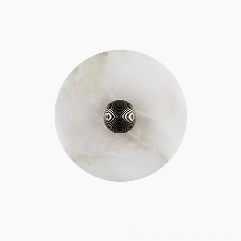 Medium (9.8 inch) alabaster wall light, bronze and white metal finish, balanced proportion
