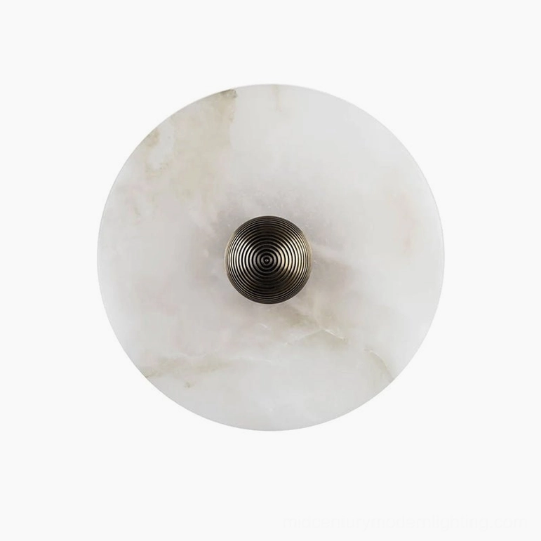 Statement size (13.8 inch) alabaster light, bronze and white variant, warm brass finish frame