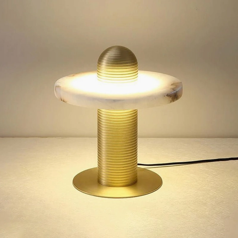 Compact Alabaster Planes Table Lamp variant white alabaster dual planes with black precision-engineered frame