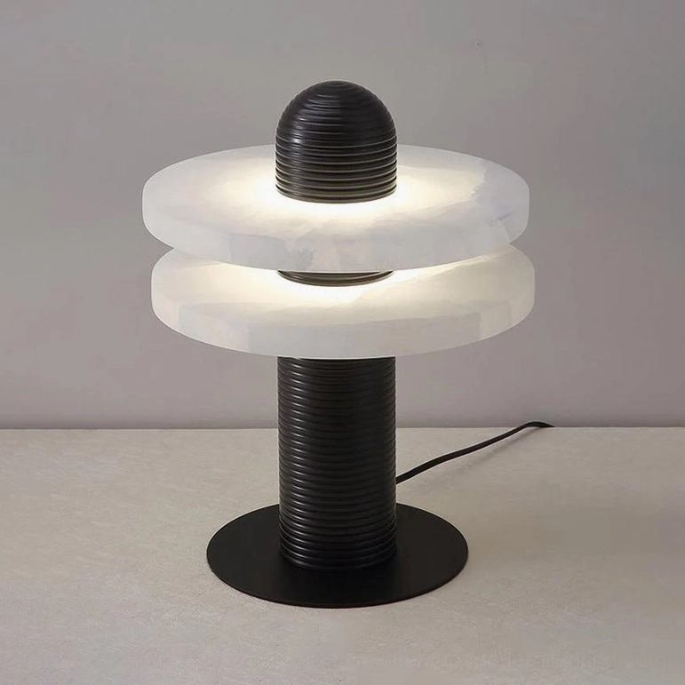 Gold and white Alabaster Planes Table Lamp elegant finish showing luxury contemporary lighting design