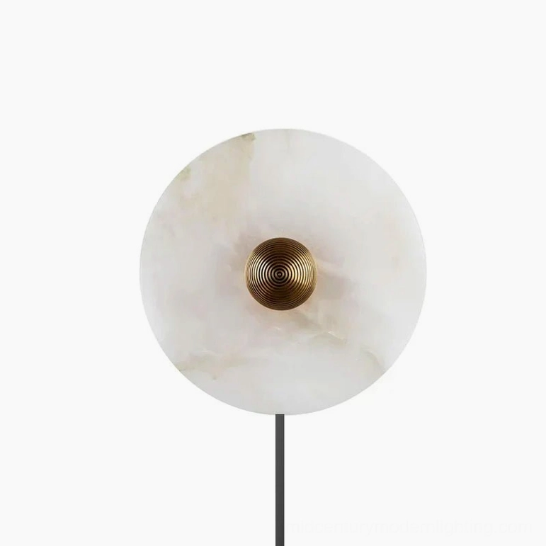 Alabaster wall mounted fixture with gold or bronze finish options for modern home lighting