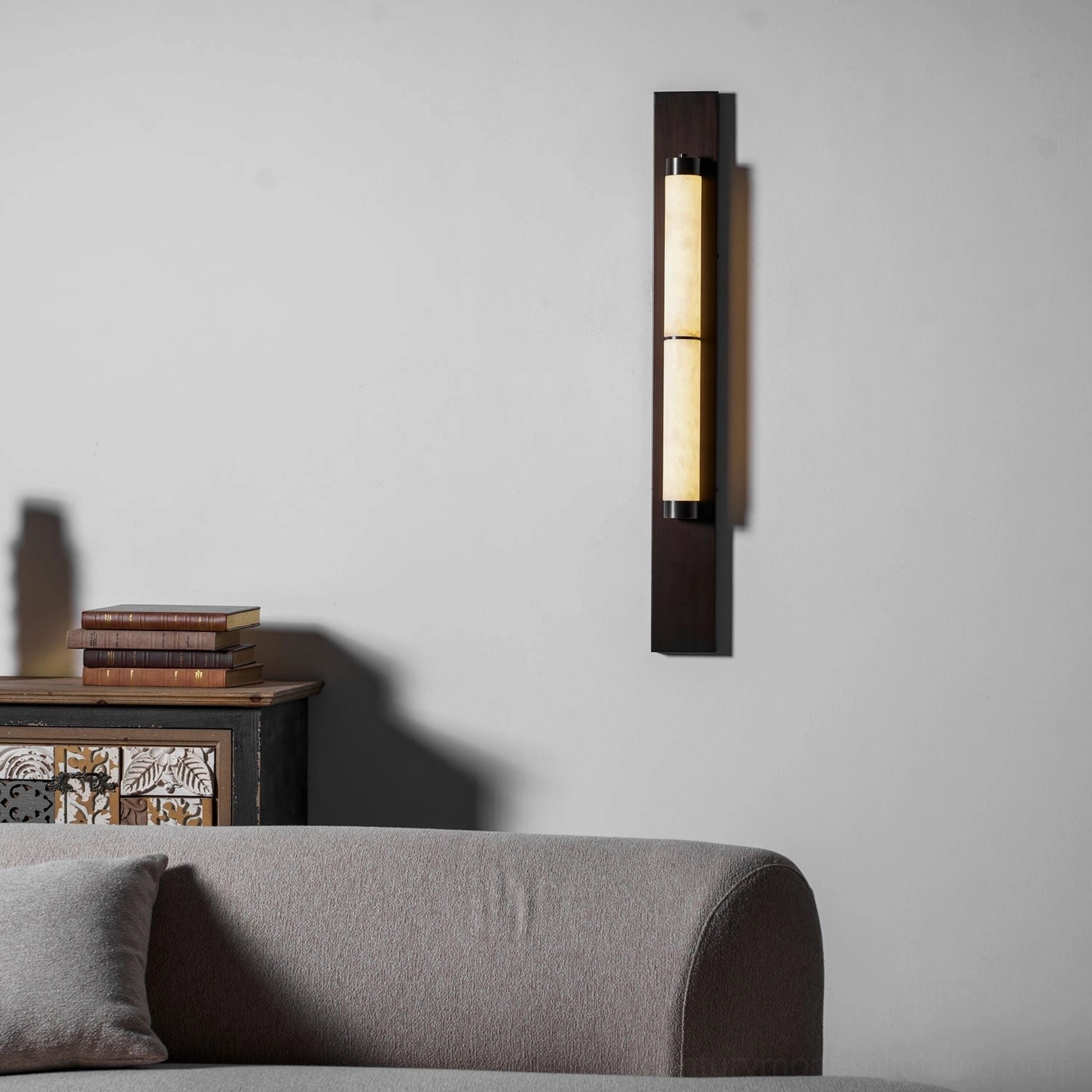 Alabaster wall lamp residential interior application accent wall layered lighting