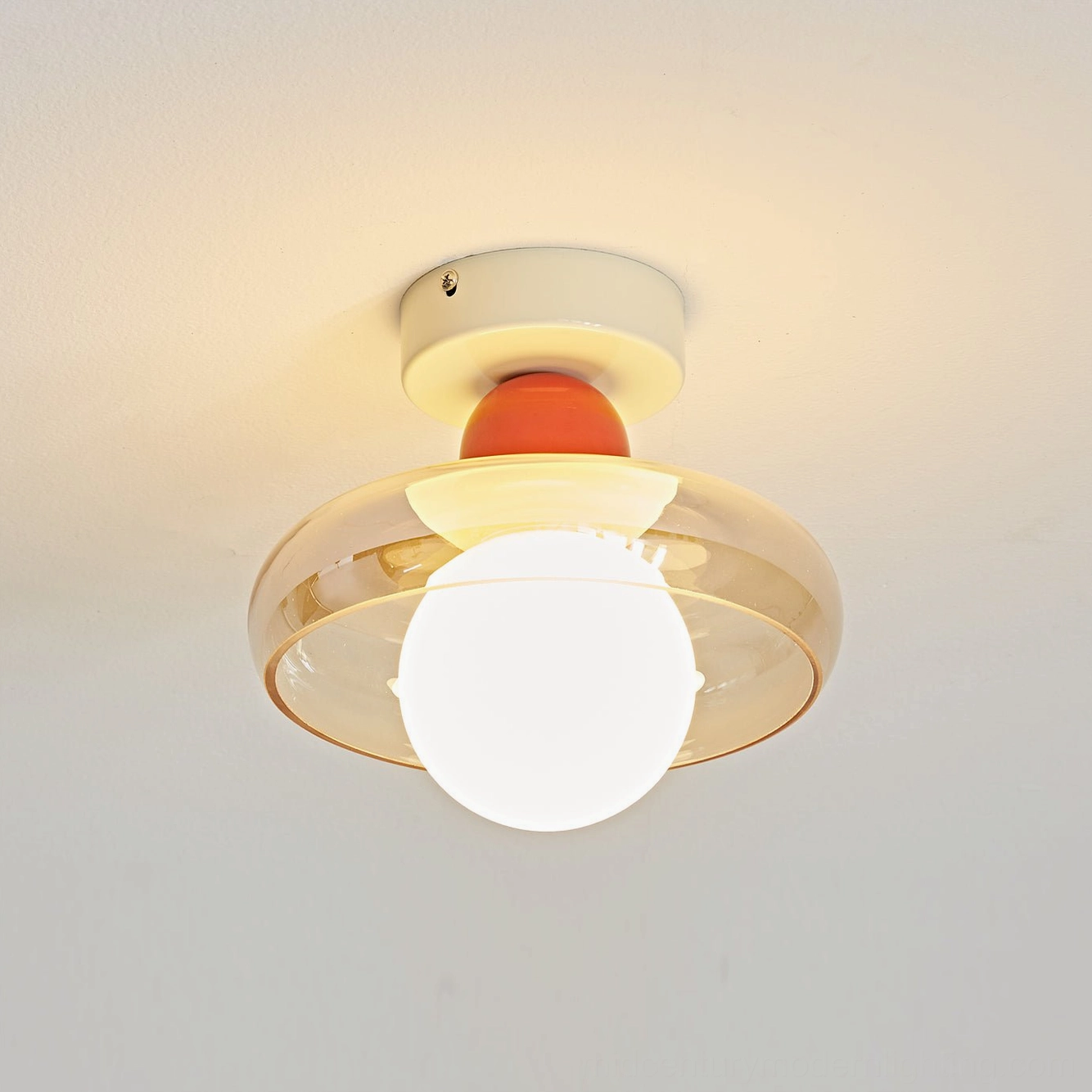 Mid-century modern geometric ceiling light with sculptural metal frame