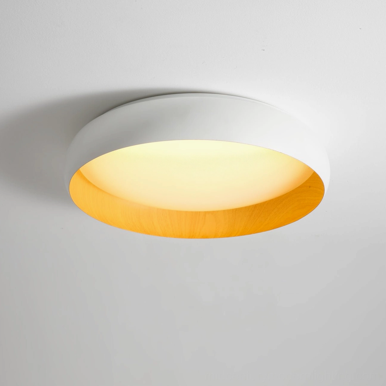 Scandinavian minimalist Alamus ceiling light with two-tone aesthetic and acrylic diffuser
