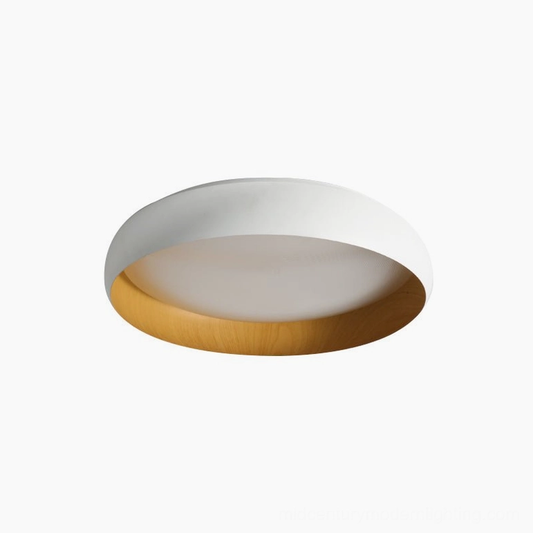 Alamus ceiling light wood color and white finish variant showcasing natural wood trim detail