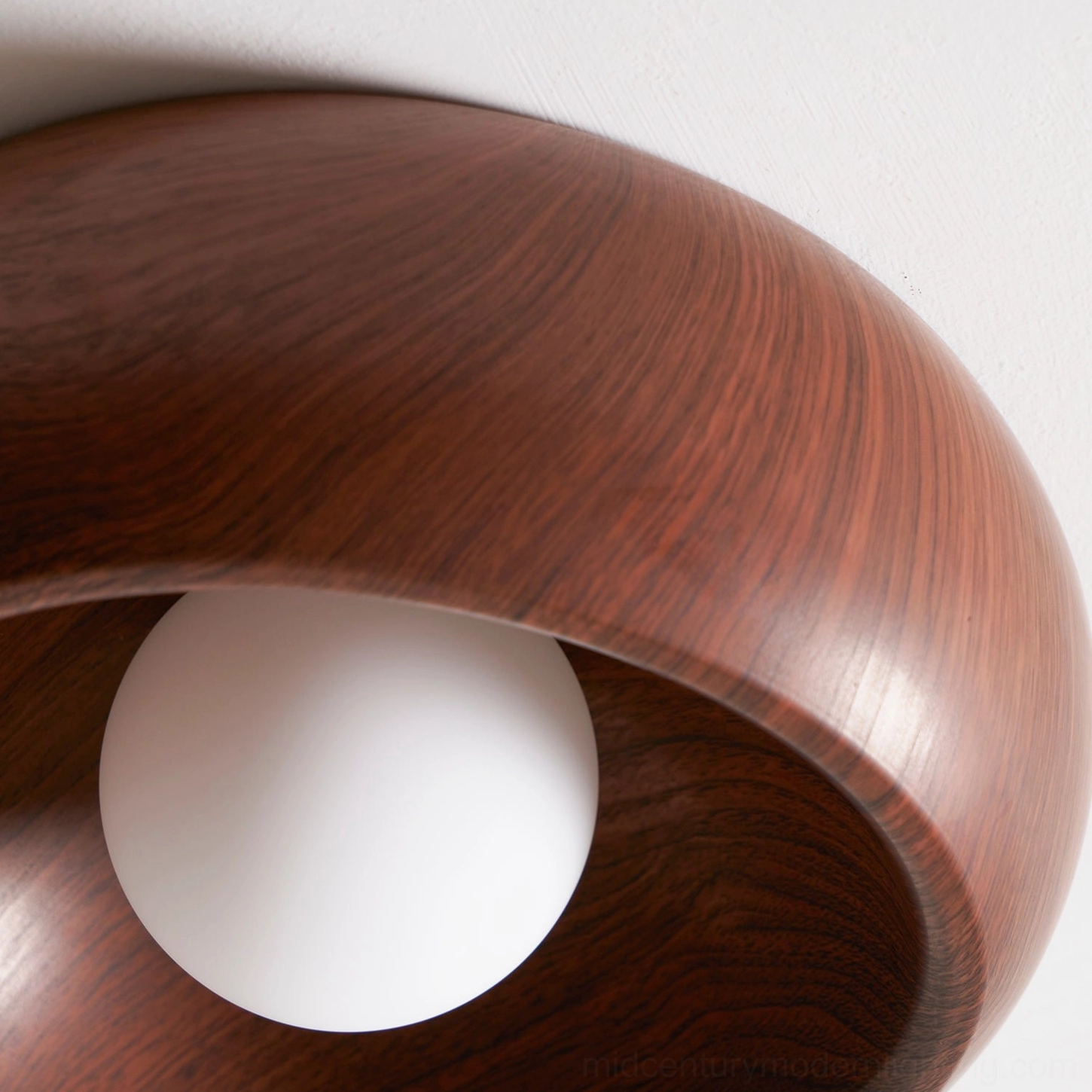 Alana minimalist ceiling light fixture with natural wood frame and integrated LED