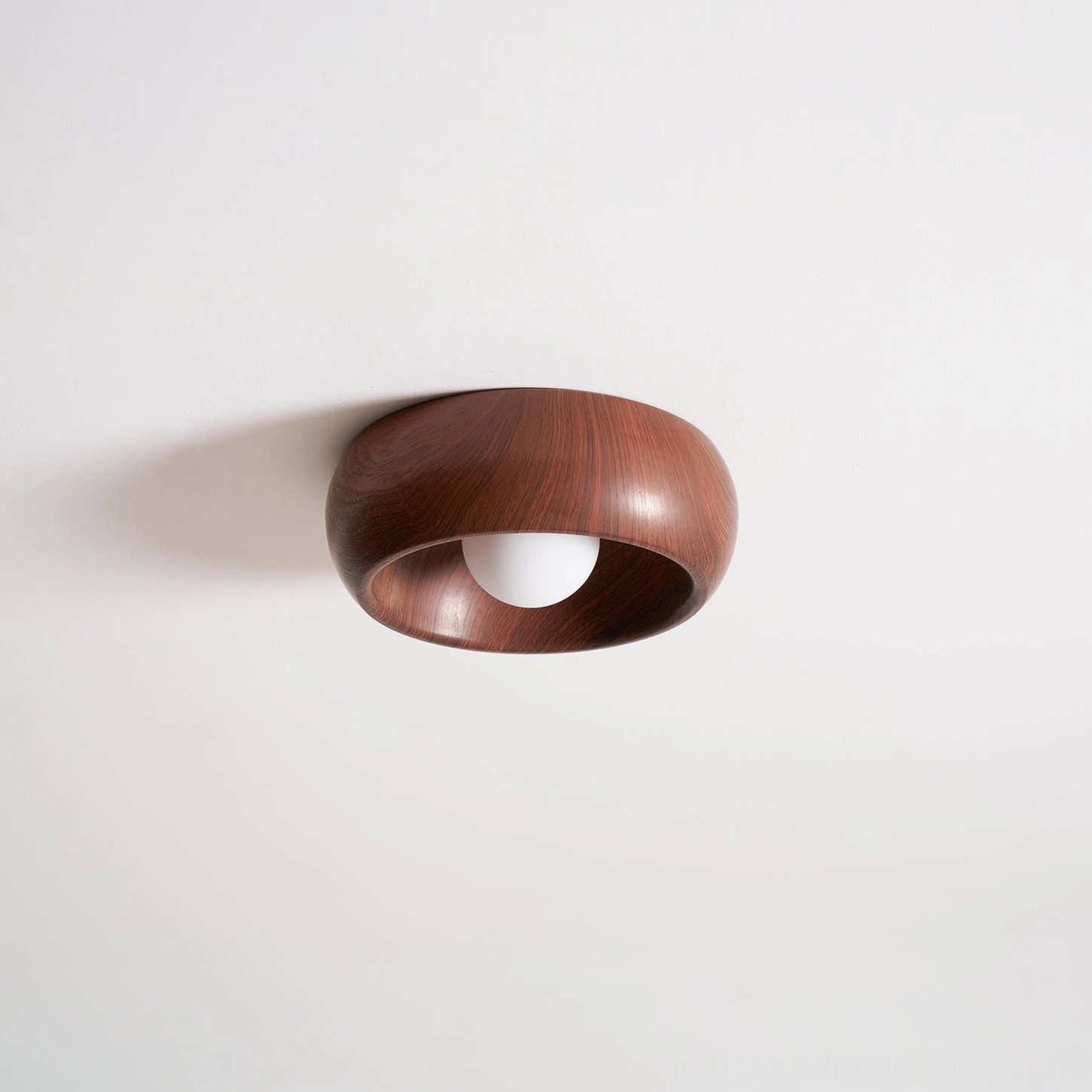 Alana Scandinavian wood ceiling light overhead view studio photography white background