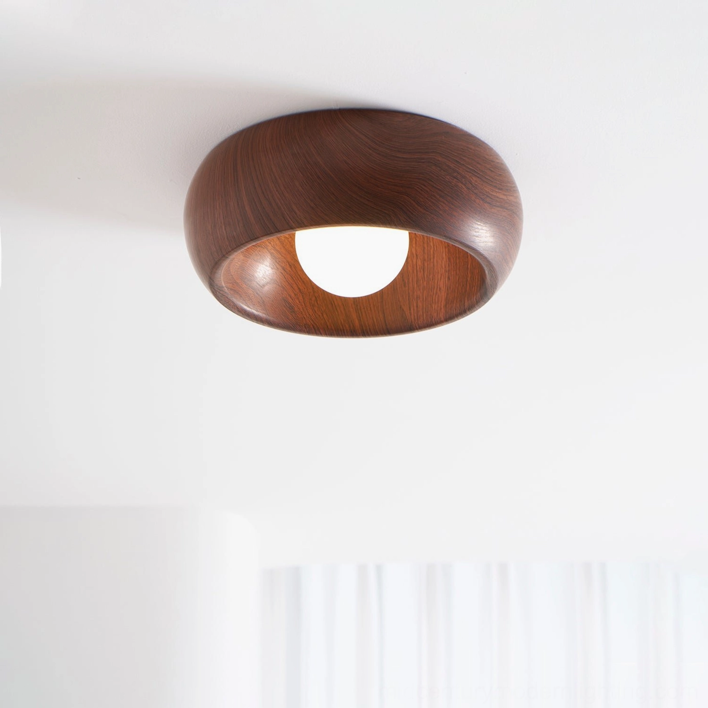 Alana wooden ceiling light compact 30cm flush mount modern minimalist design