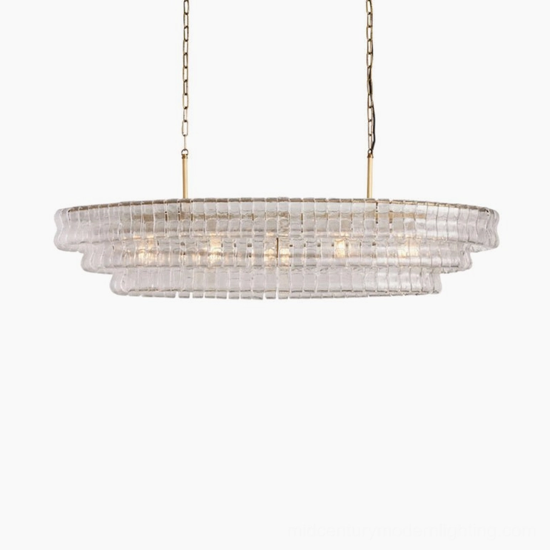 Albano tiered glass chandelier Art Deco revival setting, smoked amber with lacquered furniture