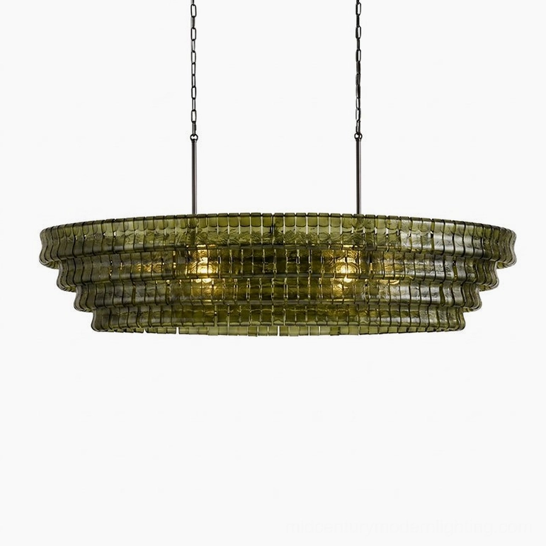 Albano tiered glass chandelier black and gold configuration, high-contrast brutalist glamour