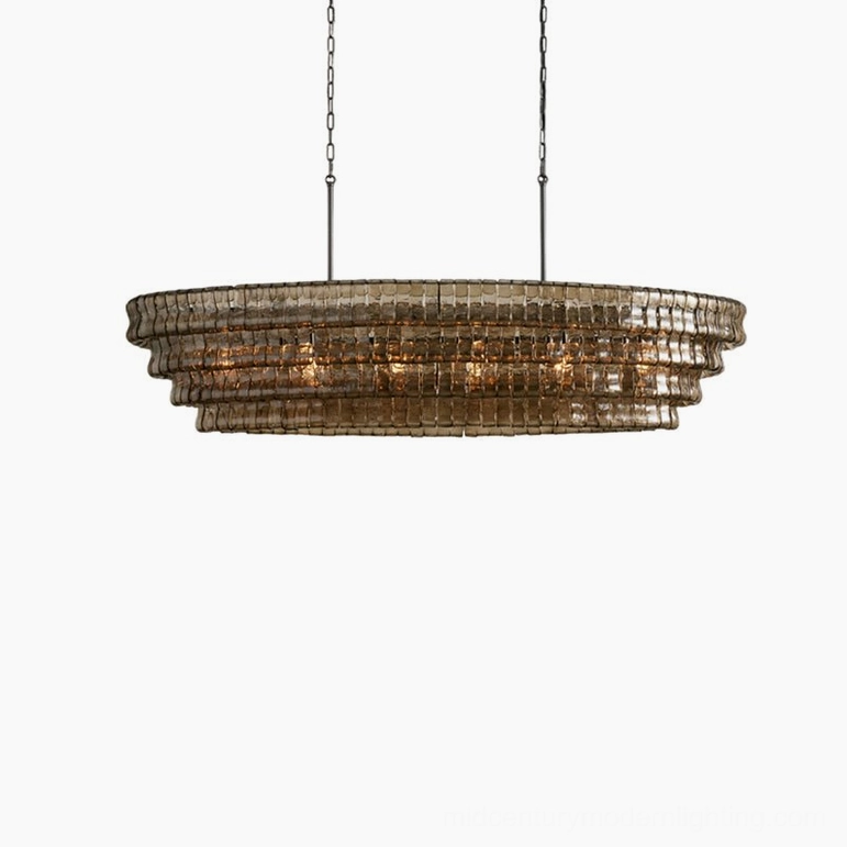 Albano tiered glass chandelier designer hospitality, boutique restaurant upscale ambiance creation